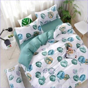 housse de couette feuille bicolore