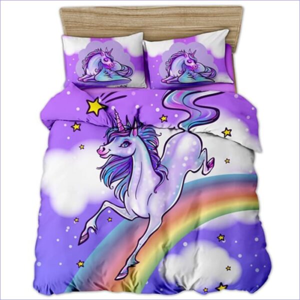 housse de couette fille licorne ciel violet