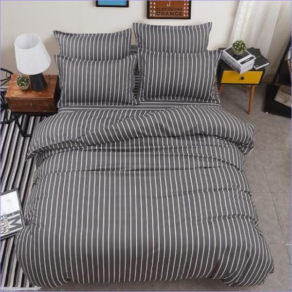 Housse de Couette Fines Rayures Blanches