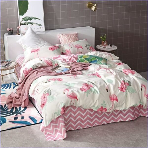 housse de couette flamant rose