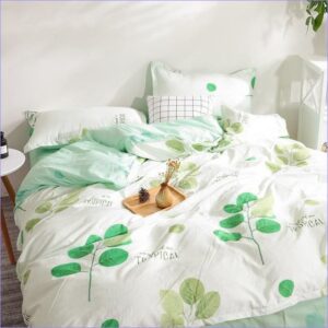 housse de couette tropicale blanche