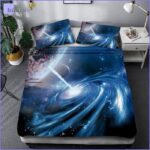 housse de couette galaxie bleue