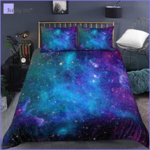housse de couette galaxie constellation bleue