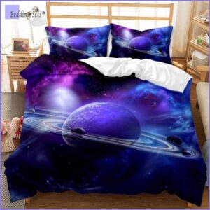 Housse de Couette Galaxie avec Planètes et Étoiles