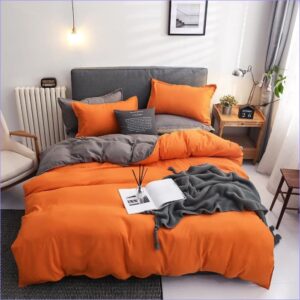 housse de couette grise et orange