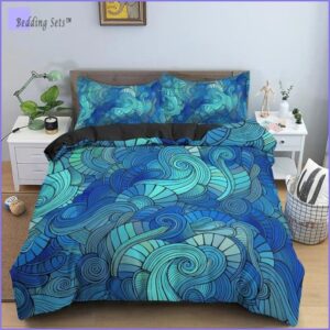 housse de couette hippie bleue