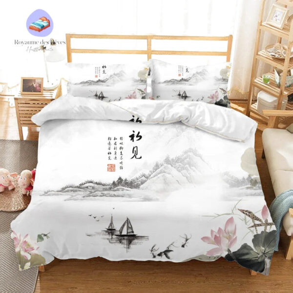 housse de couette Japonaise Blanche