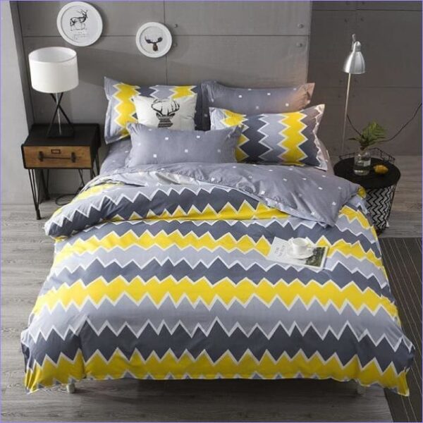 housse de couette jaune gris noir