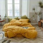 housse de couette en jaune moutarde