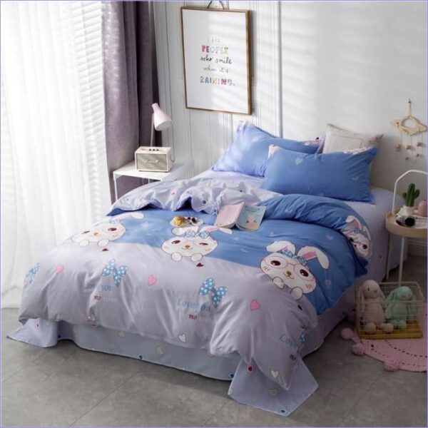 housse de couette lapin bleue