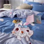 linge lit lapin bleu