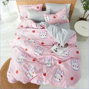 housse de couette lapin kawaii rose