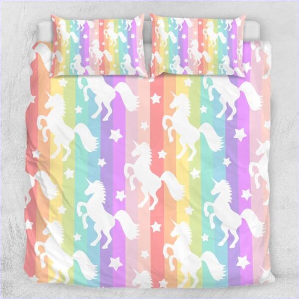 housse de couette licorne arc en ciel