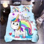 Housse de Couette Licorne Arc en ciel magique