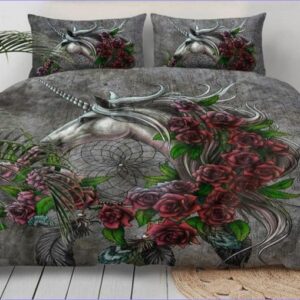 licorne collier de roses literie