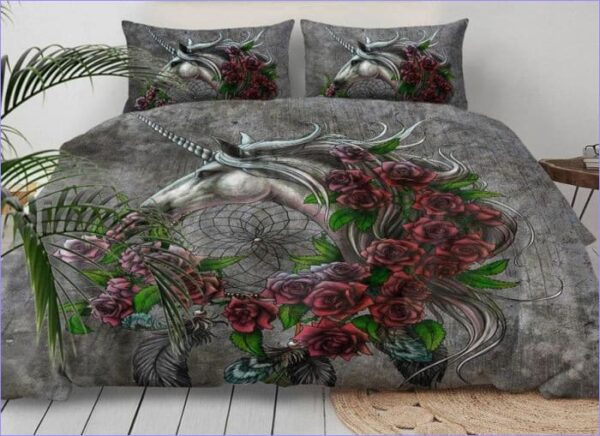 licorne collier de roses literie