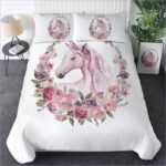 housse de couette licorne couronne de fleurs