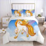 housse de couette licorne crinière dorée