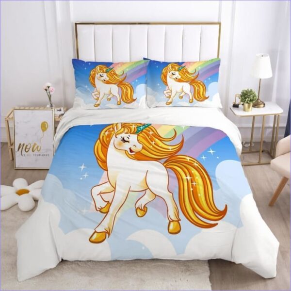 housse de couette licorne crinière dorée
