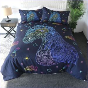 housse de couette licorne étoiles filantes