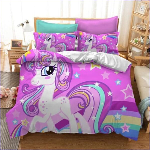 housse de couette licorne rose