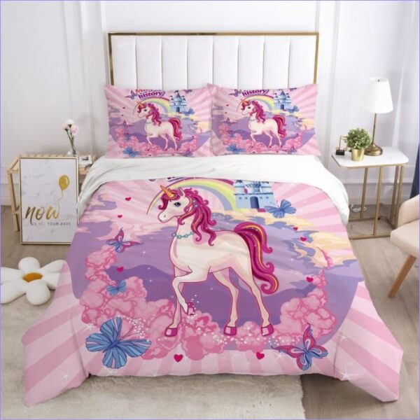 housse de couette licorne royaume enchanté