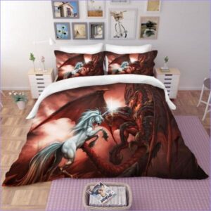 Housse de Couette Licorne et Dragon