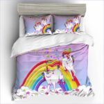housse de couette licornes arc en ciel