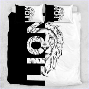housse de couette lion noir et blanc