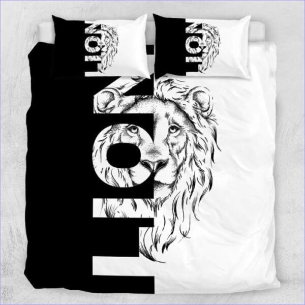 housse de couette lion noir et blanc