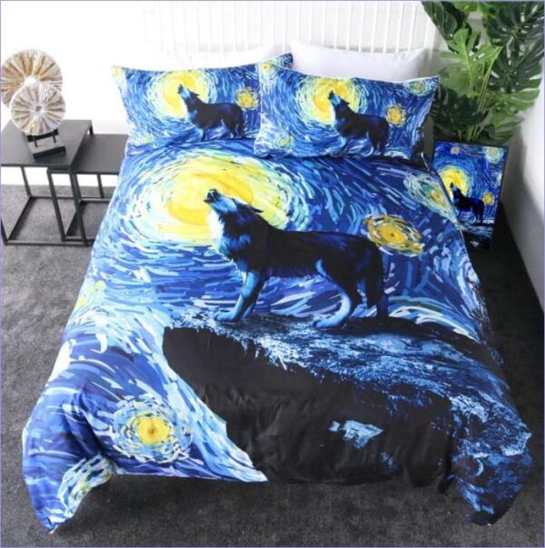 housse de couette loup artistique