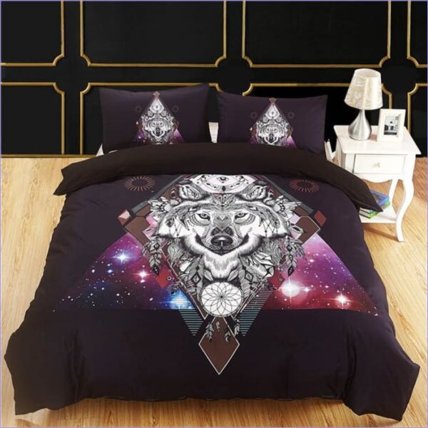 Housse de couette loup violet
