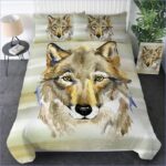 housse de couette loup beige