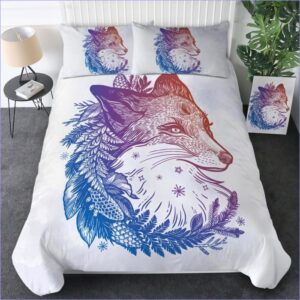 housse de couette loup bohème blanc