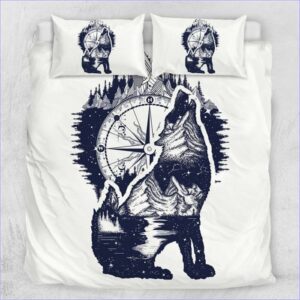housse de couette loup boussole