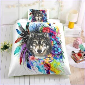 Housse de Couette Loup Coloré