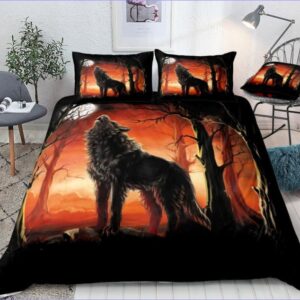 Housse de Couette Loup Coucher de Soleil