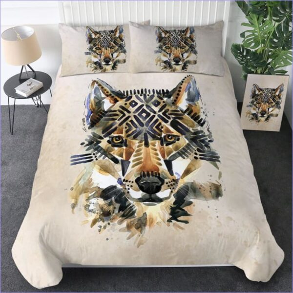 housse de couette loup crayonné