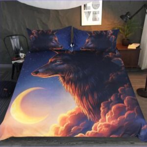housse de couette loup dans les nuages