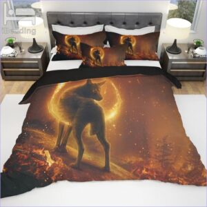 housse de couette loup de feu