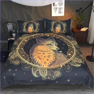 Housse de Couette Loup Madala Noir et Or