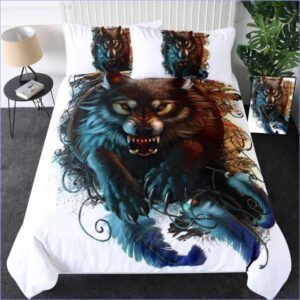 housse de couette loup menaçant
