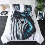 housse de couette loup peinture galaxie