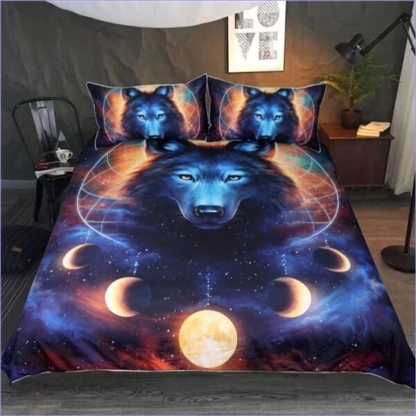 housse de couette loup phase lunaire
