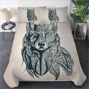 housse de couette loup tribal