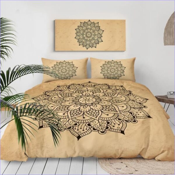 housse de couette mandala beige fleur