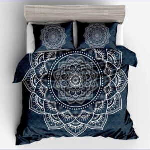 housse de couette mandala bleu profond