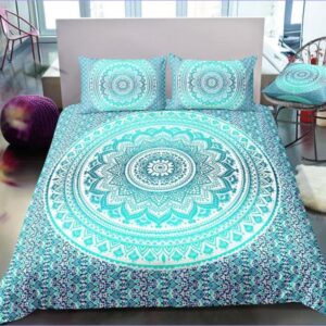 housse de couette mandala bleu turquoise