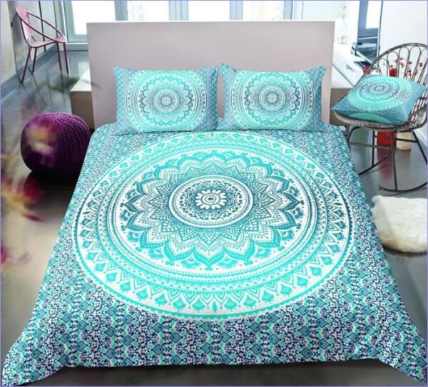 housse de couette mandala bleu turquoise