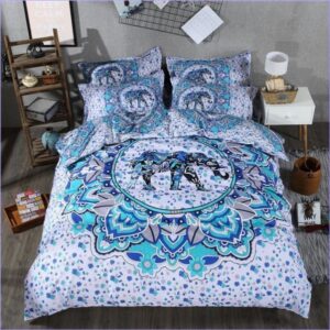 housse de couette mandala éléphant bleu